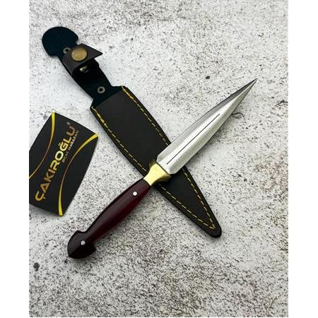 EL YAPIMI ÖZEL ÜRETİM PİRİNÇ BALÇAKLI KIRMIZI MİKA PLEKSİGLAS KABZELİ HANÇER KAMA KOD:CKR570-02