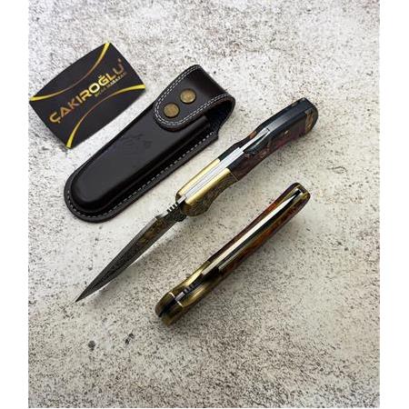 EL YAPIMI VİP ÖZEL ÜRETİM GRAVÜR ÜZERİ 24 AYAR ALTIN İŞLEMELİ N690 BÖHLER AV KAMP ÇAKISI KOD:CKR819