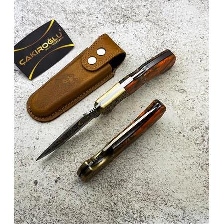 EL YAPIMI VİP ÖZEL ÜRETİM GRAVÜR ÜZERİ 24 AYAR ALTIN İŞLEMELİ N690 BÖHLER KAMP ÇAKISI KOD:CKR819-02