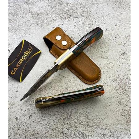 EL YAPIMI VİP ÖZEL ÜRETİM GRAVÜR ÜZERİ 24 AYAR ALTIN İŞLEMELİ N690 BÖHLER KAMP ÇAKISI KOD:CKR819-05