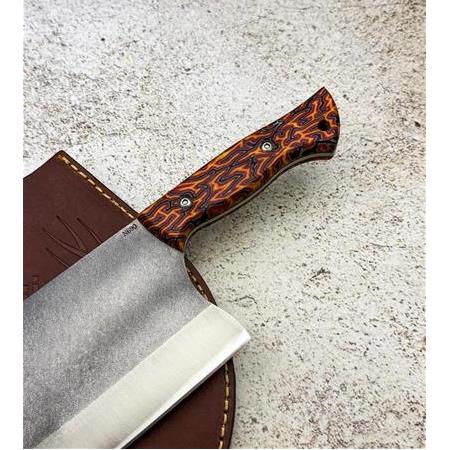 EL YAPIMI YERLİ ÜRETİM N690 BÖHLER ÇELİK VE G.CARTA (CİGARTA) KABZELİ ALMAZAN BIÇAĞI KOD:CKR735