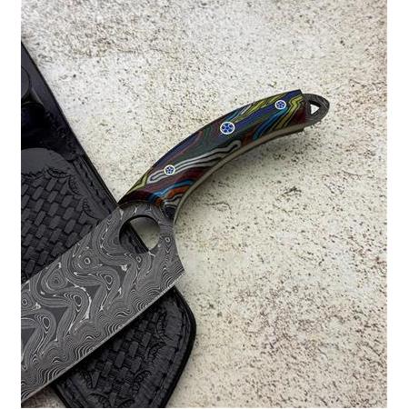 EL YAPIMI YERLİ ÖZEL ÜRETİM DAMASCUS ÇELİK, G.CARTA KABZELİ ALMAZAN ŞEF AŞÇI BIÇAĞI KOD:CKR565-08