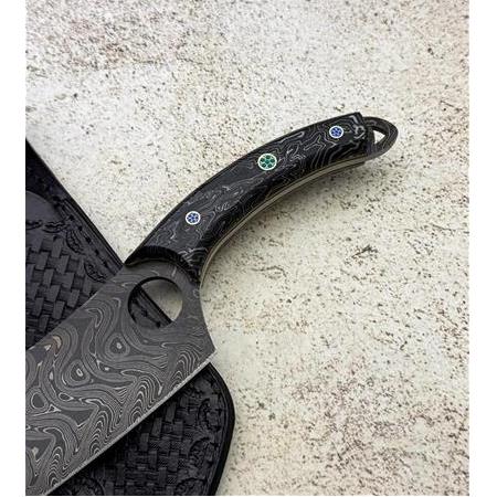 EL YAPIMI YERLİ ÖZEL ÜRETİM DAMASCUS ÇELİK, G.CARTA KABZELİ ALMAZAN ŞEF AŞÇI BIÇAĞI KOD:CKR565-09