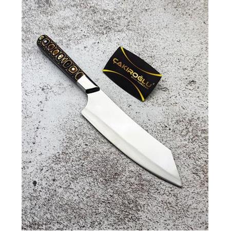 EL YAPIMI YERLİ ÜRETİM İŞLEMELİ VERZALİT KABZELİ SANTOKU PROFESYONEL ŞEF AŞÇI BIÇAĞI KOD:CKR372/05