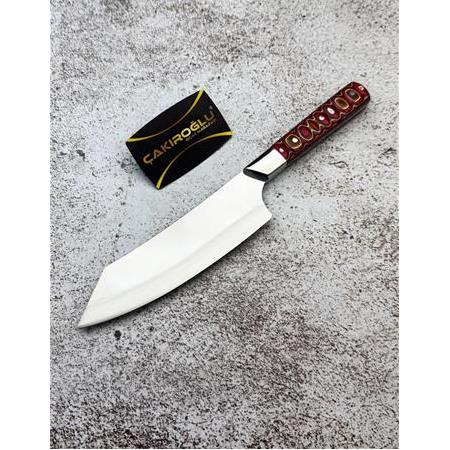 EL YAPIMI YERLİ ÜRETİM İŞLEMELİ VERZALİT KABZELİ SANTOKU PROFESYONEL ŞEF AŞÇI BIÇAĞI KOD:CKR372/06
