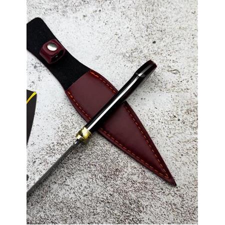 EL YAPIMI YERLİ ÜRETİM PİRİNÇ BALÇAK, KOYU KIRMIZI MİKA PLEKSİGLAS KABZELİ HANÇER KAMA KOD:CKR629-03