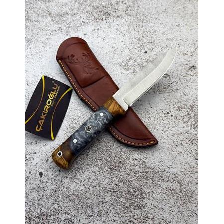 EL YAPIMI YERLİ ÜRETİM N690 BÖHLER ÇELİK EPOKSİ KABZELİ BUSHCRAFT MODEL AV KAMP BIÇAĞI KOD:CKR584-04