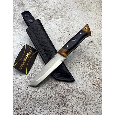 EL YAPIMI YERLİ N690 BÖHLER ÇELİK GECE SİYAHI EPOKSİ KABZE TANTO MODEL AV KAMP BIÇAĞI KOD:CKR540-06