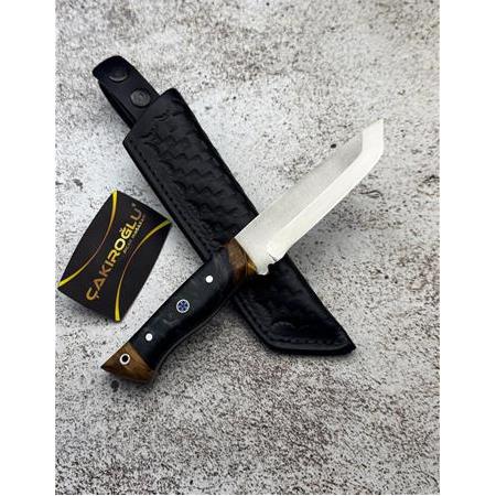 EL YAPIMI YERLİ N690 BÖHLER ÇELİK GECE SİYAHI EPOKSİ KABZE TANTO MODEL AV KAMP BIÇAĞI KOD:CKR540-06