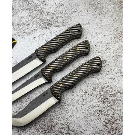 EL YAPIMI YERLİ ÖZEL ÜRETİM, ÜST DÜZEY N690 BÖHLER ÇELİK COMPACT KABZE 3’LÜ BIÇAK SETİ KOD:CKR739-02