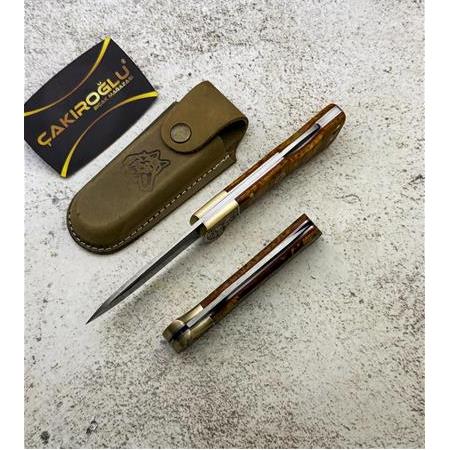 EL YAPIMI N690 BÖHLER ÇELİK STABİLİZE KABZELİ SIRTTAN KİLİT MEKANİZMALI AV KAMP ÇAKISI KOD:CKR714-09