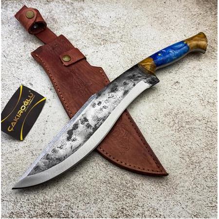 EL YAPIMI ÖZEL ÜRETİM EPOKSİ HİBRİT KABZELİ AĞIR HİZMET SALLAMA AV KAMP BIÇAĞI KOD:CKR330-02