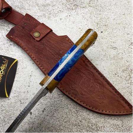 EL YAPIMI ÖZEL ÜRETİM EPOKSİ HİBRİT KABZELİ AĞIR HİZMET SALLAMA AV KAMP BIÇAĞI KOD:CKR330-02