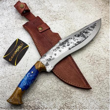 EL YAPIMI ÖZEL ÜRETİM EPOKSİ HİBRİT KABZELİ AĞIR HİZMET SALLAMA AV KAMP BIÇAĞI KOD:CKR330-02