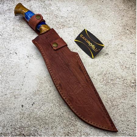 EL YAPIMI ÖZEL ÜRETİM EPOKSİ HİBRİT KABZELİ AĞIR HİZMET SALLAMA AV KAMP BIÇAĞI KOD:CKR330-02