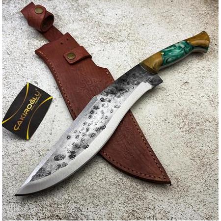 EL YAPIMI ÖZEL ÜRETİM EPOKSİ HİBRİT KABZELİ AĞIR HİZMET SALLAMA AV KAMP BIÇAĞI KOD:CKR330-03