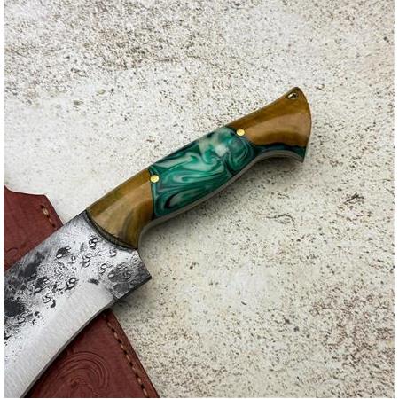 EL YAPIMI ÖZEL ÜRETİM EPOKSİ HİBRİT KABZELİ AĞIR HİZMET SALLAMA AV KAMP BIÇAĞI KOD:CKR330-03