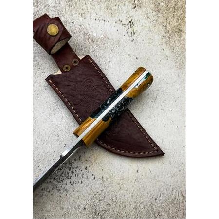 EL YAPIMI ÖZEL ÜRETİM DÖVME ÇELİK EPOKSİ HİBRİT KABZELİ AVCI AV KAMP BIÇAĞI KOD:CKR3020-06