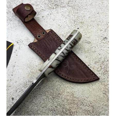 EL YAPIMI ÖZEL ÜRETİM DÖVME ÇELİK EPOKSİ BUZ SERİSİ KABZELİ AVCI AV KAMP BIÇAĞI KOD:CKR3020-15