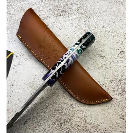 EL YAPIMI YERLİ ÜRETİM DÖVME ÇELİK EPOKSİ KEHRİBAR KABZELİ AVCI AV KAMP BIÇAĞI KOD:CKR634-07