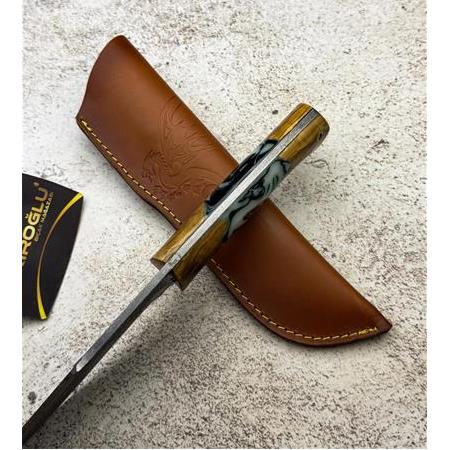 EL YAPIMI YERLİ ÜRETİM DÖVME ÇELİK EPOKSİ HİBRİT KABZELİ AVCI AV KAMP BIÇAĞI KOD:CKR634-10