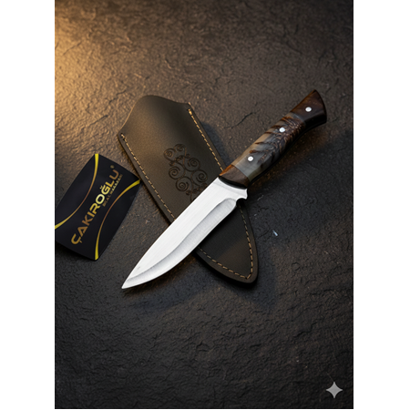 EL YAPIMI YERLİ ÜRETİM BUZ SERİSİ EPOKSİ HİBRİT KABZELİ BUSHCRAFT AVCI AV KAMP BIÇAĞI KOD:0940-02