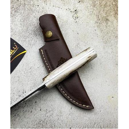 EL YAPIMI YERLİ ÜRETİM ÖZEL GRAVÜR İŞLEMELİ GEYİK BOYNUZU KABZELİ BUSHCRAFT AV KAMP BIÇAĞI