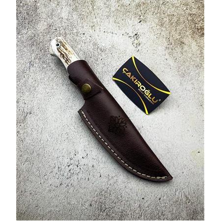 EL YAPIMI YERLİ ÜRETİM ÖZEL GRAVÜR İŞLEMELİ GEYİK BOYNUZU KABZELİ BUSHCRAFT AV KAMP BIÇAĞI