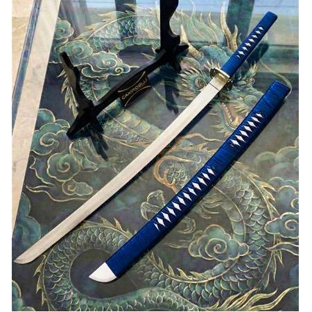 El Yapımı Yerli Ve Tamamen El İşçiliği 90 Cm Okyanus Mavisi, Stand Ve Kın’lı Katana Ckr835-09