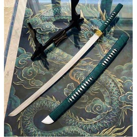 El Yapımı Yerli Ve Tamamen El İşçiliği 90 Cm Zümrüt Yeşili, Stand Ve Kın’lı Katana Ckr835-10