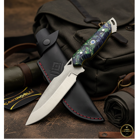 El Yapımı Yerli Özel Üretim N690 Böhler Çelik Stabilize Kabzeli Avcı Av Kamp Bıçağı Ckr806-04