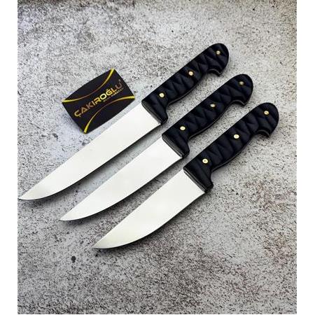 EL YAPIMI ÖZEL ACERİNOX 4116 PASLANMAZ ÇELİK COMPACT KABZE 3’LÜ PROFESYONEL BIÇAK SETİ KOD:CKR745-04