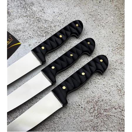 EL YAPIMI ÖZEL ACERİNOX 4116 PASLANMAZ ÇELİK COMPACT KABZE 3’LÜ PROFESYONEL BIÇAK SETİ KOD:CKR745-04
