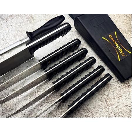EL YAPIMI ÖZEL ACERİNOX 4116 PASLANMAZ ÇELİK COMPACT KABZE 8’Lİ PROFESYONEL BIÇAK SETİ KOD:CKR745-08