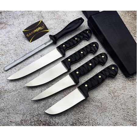 EL YAPIMI ÖZEL ACERİNOX 4116 PASLANMAZ ÇELİK COMPACT KABZE 6’LI PROFESYONEL BIÇAK SETİ KOD:CKR745-09