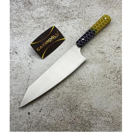 EL YAPIMI YERLİ ÜRETİM SANTOKU MODEL EPOKSİ PETEK KABZELİ PROFESYONEL ŞEF AŞÇI BIÇAĞI KOD:CKR796-02