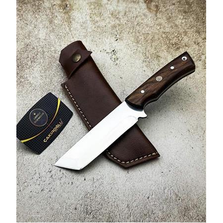 EL YAPIMI YERLİ ÜRETİM KÖK CEVİZ KABZELİ TANTO MODEL AVCI AV KAMP BIÇAĞI KOD:CKR405