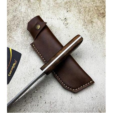 EL YAPIMI YERLİ ÜRETİM KÖK CEVİZ KABZELİ TANTO MODEL AVCI AV KAMP BIÇAĞI KOD:CKR405