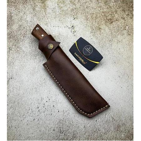 EL YAPIMI YERLİ ÜRETİM KÖK CEVİZ KABZELİ TANTO MODEL AVCI AV KAMP BIÇAĞI KOD:CKR405