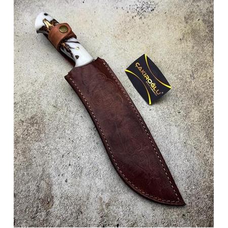 EL YAPIMI VİP ÖZEL ÜRETİM DAMASCUS ÇELİK BUZ SERİSİ EPOKSİ KABZELİ KUKRİ PALA KOD:CKR727