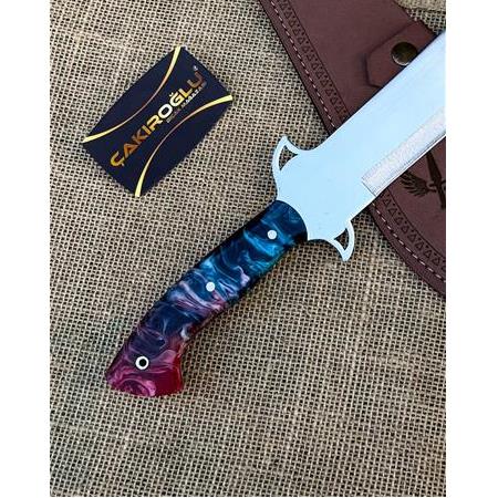 EL YAPIMI YERLİ ÖZEL TASARIM MODEL EPOKSİ KEHRİBAR KABZELİ ABBAS, SALLAMA (PALA) KOD:CKR125-05