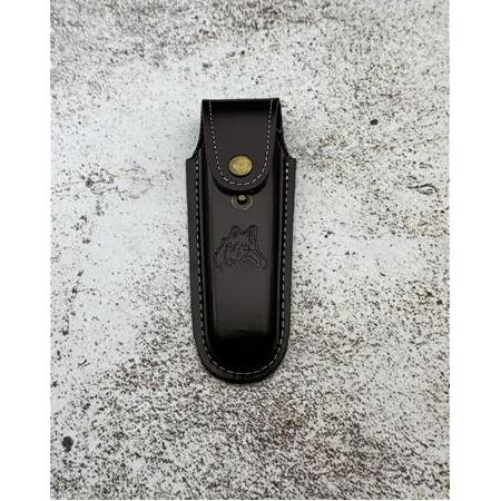 TAMAMEN ORİJİNAL EL DİKİMİ DERİ KURT BASKILI KEMERE TAKILABİLİR NO:4 ÇAKI KILIFI KOD:KLF100-03