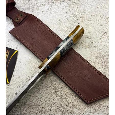 EL YAPIMI ÖZEL ÜRETİM TANTO MODEL EPOKSİ HİBRİT KABZELİ SALLAMA AV KAMP BIÇAĞI KOD:CKR259-03