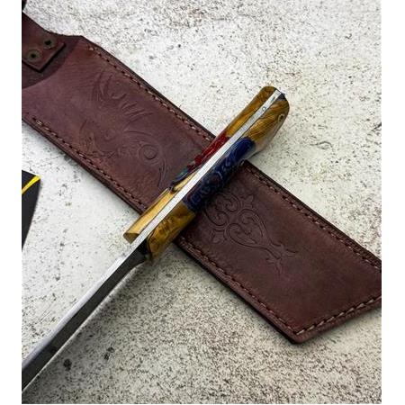 EL YAPIMI ÖZEL ÜRETİM TANTO MODEL EPOKSİ HİBRİT KABZELİ SALLAMA AV KAMP BIÇAĞI KOD:CKR259-04