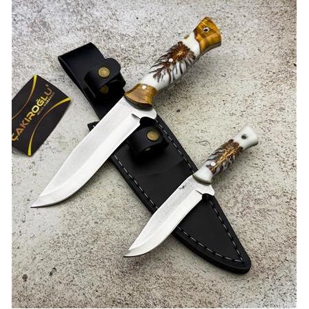 EL YAPIMI YERLİ ÜRETİM RENK SEÇENEKLİ EPOKSİ HİBRİT KABZELİ BABA OĞUL AV KAMP BIÇAĞI KOD:CKR124-02