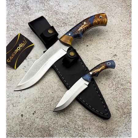 EL YAPIMI YERLİ ÜRETİM RENK SEÇENEKLİ EPOKSİ HİBRİT KABZELİ BABA OĞUL AV KAMP BIÇAĞI KOD:0818/5