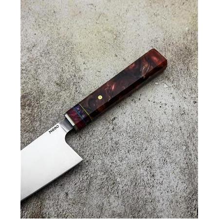 EL YAPIMI YERLİ ÜRETİM N690 BÖHLER ÇELİK EPOKSİ KEHRİBAR KABZELİ PROFESYONEL ŞEF BIÇAĞI KOD:CKR655