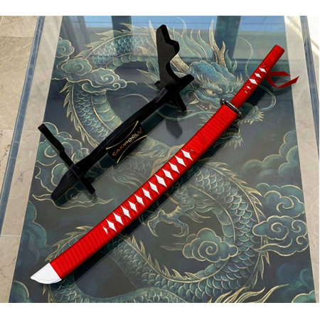 El Yapımı Yerli Ve Tamamen El İşçiliği 60 Cm Kızıl Ay Rengi, Stand Ve Kın’lı Katana Ckr835-03