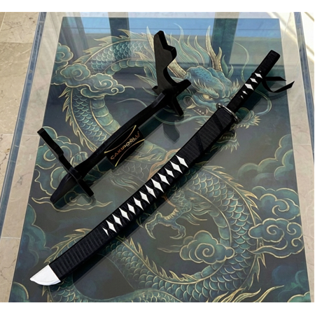 El Yapımı Yerli Ve Tamamen El İşçiliği 60 Cm Kara Gölge Rengi, Stand Ve Kın’lı Katana Ckr835