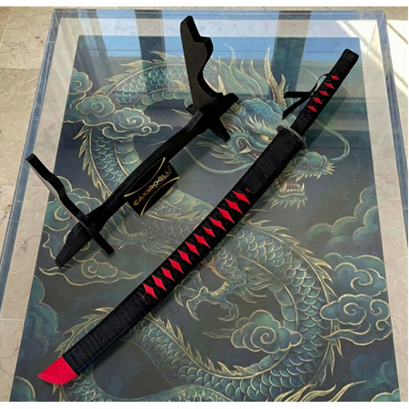 El Yapımı Yerli Ve Tamamen El İşçiliği 60 Cm Kızıl Gölge Rengi, Stand Ve Kın’lı Katana Ckr835-05